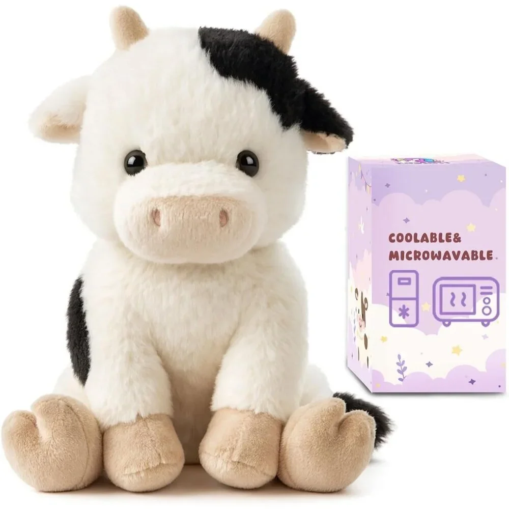 Microwavable & Weighted Stuffed Animals Cow Plushie for Warmth-Comfort Cute Soft